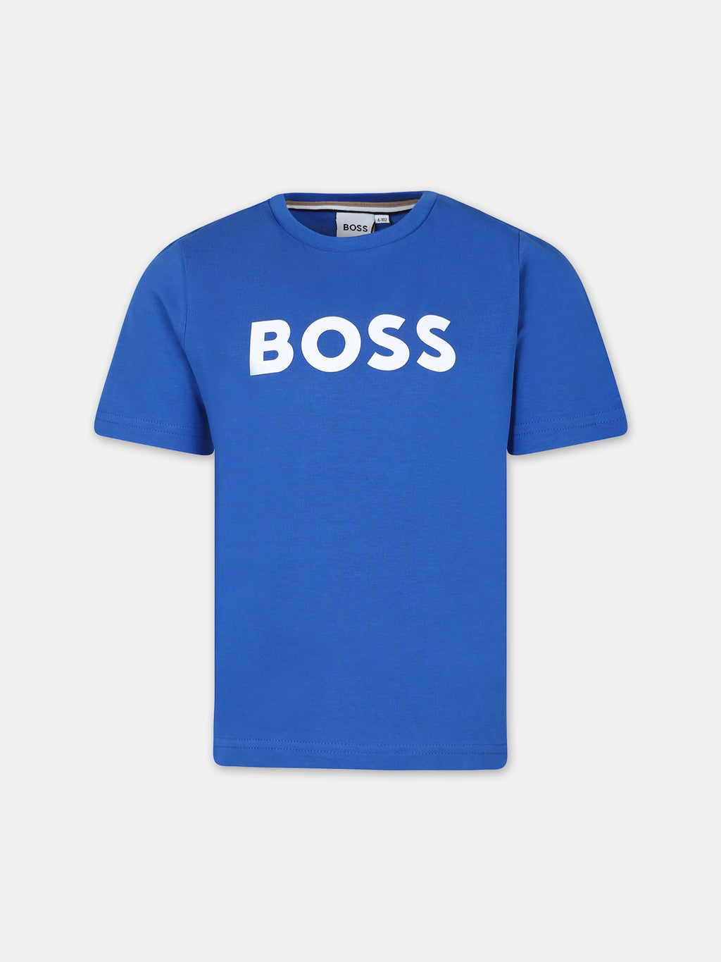 T-shirt blu per bambino con logo